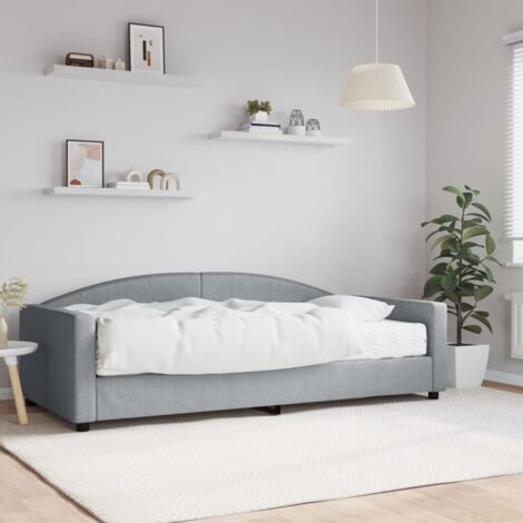 Lit de jour avec matelas-Canapé-lit gris clair 100x200 cm tissu 151696 (1/5)
