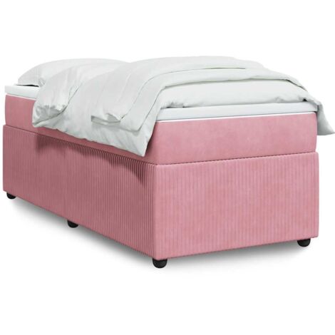 Sommier à lattes de lit avec matelas-Cadre de lit Rose 100x200 cm Velours 741910 (1/5)
