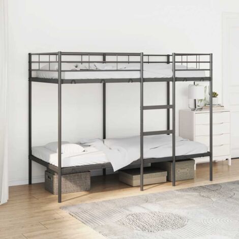 Lit superposé sans matelas-Cadre de lit noir 90x190 cm acier 192239 (1/5)