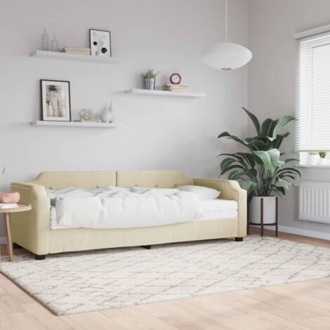 Lit de jour avec matelas-Canapé-lit crème 80x200 cm tissu 266359 (1/5)