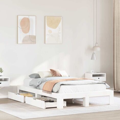 Cadre de lit sans matelas-Structure de lit blanc 120x190 cm bois de pin massif 672084 (1/5)