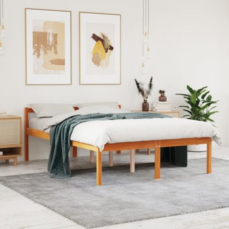 Lit pour personne âgée sans matelas-Lit Adulte 135x190 cm bois pin massif 243404 (1/5)