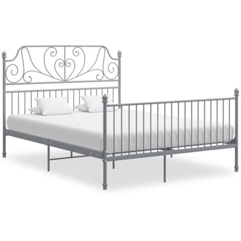 Cadre de lit sans matelas-Structure de lit gris métal 160x200 cm 442840 (1/5)