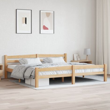 Cadre de lit sans matelas-Structure de lit bois massif de pin 200x200 cm 940411 (1/5)