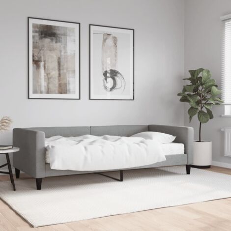 Lit de jour avec matelas-Canapé-lit gris clair 90x190 cm tissu 288122 (1/5)