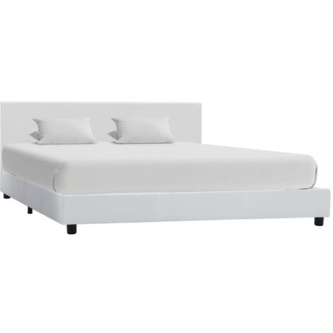 Cadre de lit sans matelas-Structure de lit blanc similicuir 120x200 cm 942009 (1/5)