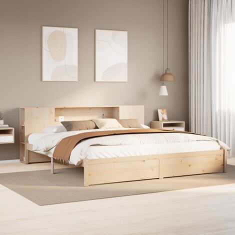 Lit bibliothèque sans matelas-Lit Adulte avec rangements 200x200 cm ...