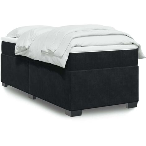 Sommier à lattes de lit avec matelas-Cadre de lit Noir 90x190 cm Velours 723884 (1/5)