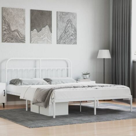 Cadre de lit métal sans matelas-Structure de lit et tête de lit blanc 180x200 cm 163547 (1/5)
