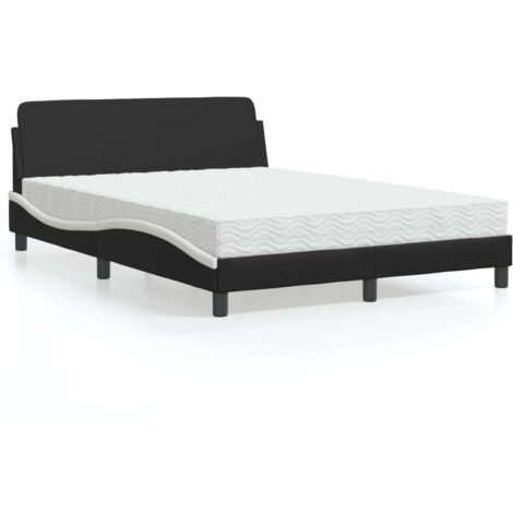 Lit avec matelas-Structure de lit-Lit Adulte noir et blanc 140x200 cm similicuir 877603 (1/5)