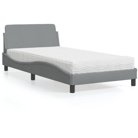 Lit avec matelas-Structure de lit-Lit Adulte gris clair 100x200 cm tissu 859847 (1/5)