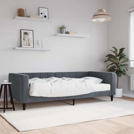 Lit de jour avec matelas-Canapé-lit gris foncé 90x190 cm velours 261178 (1/5)
