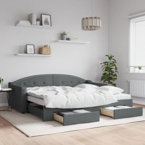 Lit de jour avec gigogne et tiroirs-Canapé-lit avec Rangement sans matelas 90x200 cm 618848 (1/5)