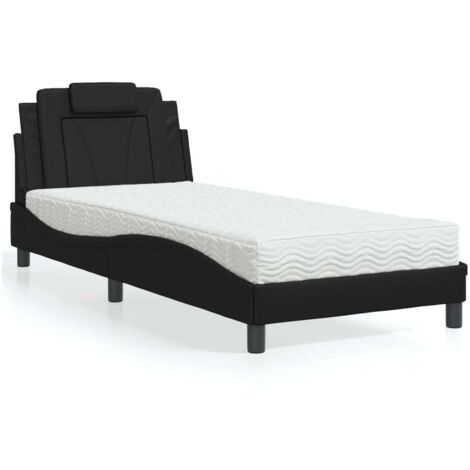 Lit avec matelas-Structure de lit-Lit Adulte noir 90x190 cm similicuir 527981 (1/5)