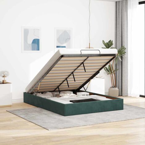 Cadre de lit ottoman sans matelas-Structure de lit vert foncé 140x200 cm velours 972444 (1/5)