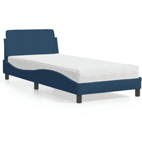 Lit avec matelas-Structure de lit-Lit Adulte bleu 90x190 cm tissu 617338 (1/5)