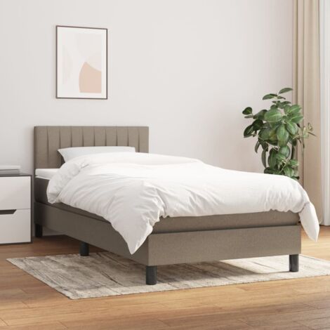 Sommier à lattes de lit avec matelas-Cadre de lit Taupe 100x200 cm Tissu 456559 (1/5)