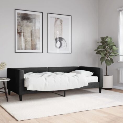 Lit de jour avec matelas-Canapé-lit noir 90x190 cm tissu 385764 (1/5)