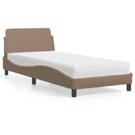 Lit avec matelas-Structure de lit-Lit Adulte cappuccino 90x190 cm similicuir 102616 (1/5)