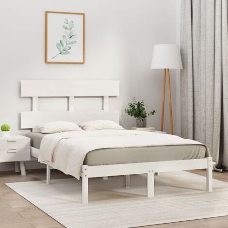 Cadre de lit sans matelas-Structure de lit blanc 160x200 cm bois massif 392899 (1/5)