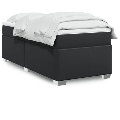 Sommier à lattes de lit avec matelas-Cadre de lit Noir 90x200 cm Similicuir 669172 (1/5)