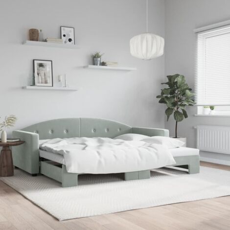Lit de jour avec lit gigogne-Canapé-lit gris clair 90x190 cm velours 369650 (1/5)