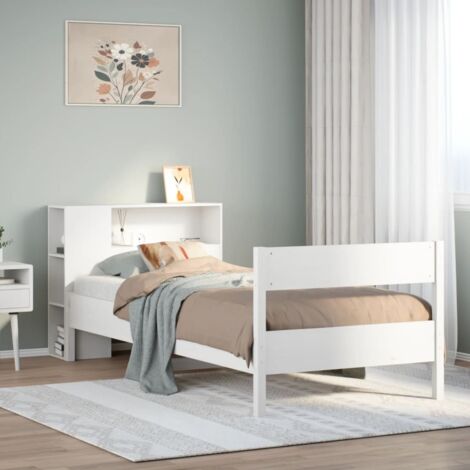 Lit bibliothèque sans matelas-Lit Adulte avec rangements blanc 75x190cm bois de pin massif 368214 (1/5)