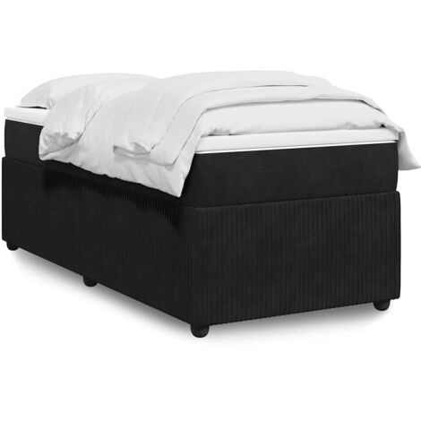 Sommier à lattes de lit avec matelas-Cadre de lit Noir 100x200 cm Velours 836443 (1/5)