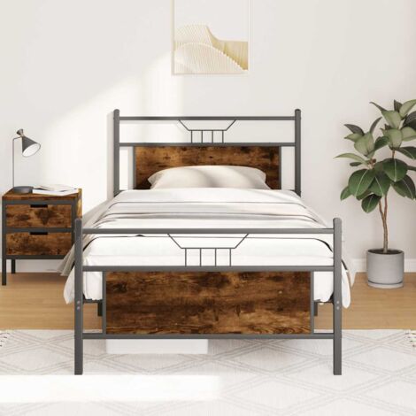 Cadre de lit sans matelas-Structure de lit chêne fumé 100x190 cm bois ingénierie 397944 (1/5)