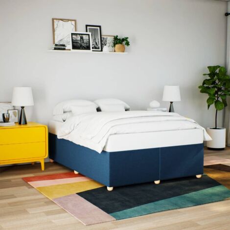 Cadre de lit sans matelas-Structure de lit bleu 160x200 cm tissu 101218 (1/5)