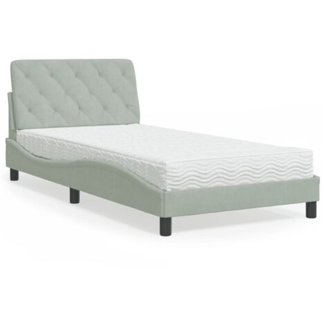 Lit avec matelas-Structure de lit-Lit Adulte gris clair 100x200 cm velours 910325 (1/5)