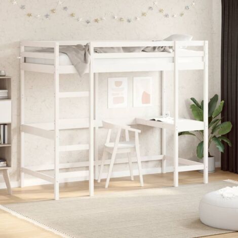 Lit superposé sans matelas-Cadre de lit blanc 90x190 cm bois de pin massif 975990 (1/5)