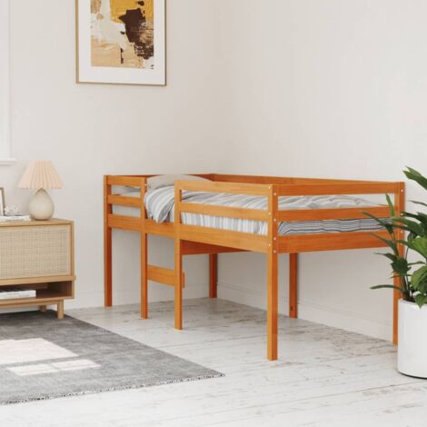 Lit haut sans matelas-Lit Adulte cire marron 75x190 cm bois massif 118430 (1/5)
