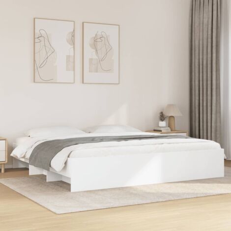 Cadre de lit sans matelas-Structure de lit blanc 180x200 cm bois d'ingénierie 282296 (1/5)
