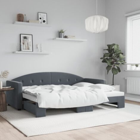Lit de jour avec gigogne sans matelas-Canapé-lit gris foncé 80x200 cm 397238 (1/5)