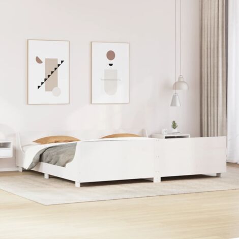 Cadre de lit sans matelas-Structure de lit blanc 200x200 cm bois massif de pin 275063 (1/5)