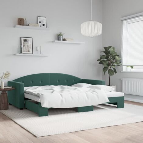 Lit de jour avec gigogne sans matelas-Canapé-lit vert foncé 90x200 cm 915000 (1/5)