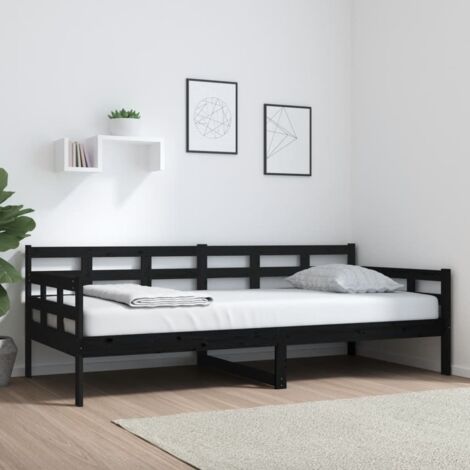 Lit de jour sans matelas-Canapé-lit noir bois de pin massif 90x200 cm 954704 (1/5)