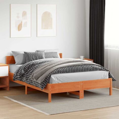 Cadre de lit sans matelas-Structure de lit cire marron 120x200cm bois pin massif 514514 (1/5)