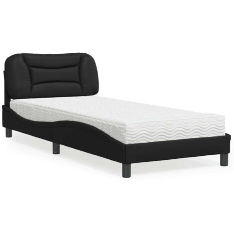 Lit avec matelas-Structure de lit-Lit Adulte noir 90x190 cm similicuir 331526 (1/5)