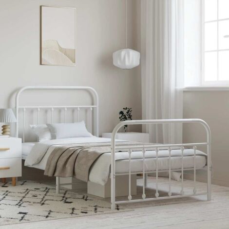 Cadre de lit métal sans matelas-Structure de lit et pied de lit blanc 100x190 cm 962505 (1/5)