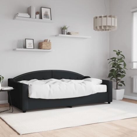 Lit de jour avec matelas-Canapé-lit noir 90x190 cm tissu 348060 (1/5)
