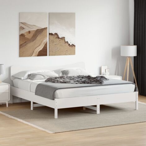Cadre de lit sans matelas-Structure de lit blanc 180x200 cm bois massif de pin 469009 (1/5)