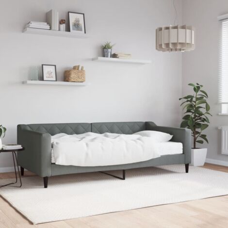 Lit de jour avec matelas-Canapé-lit gris foncé 90x190 cm tissu 446458 (1/5)