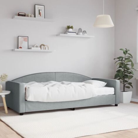 Lit de jour avec matelas-Canapé-lit gris clair 90x200 cm tissu 232370 (1/5)