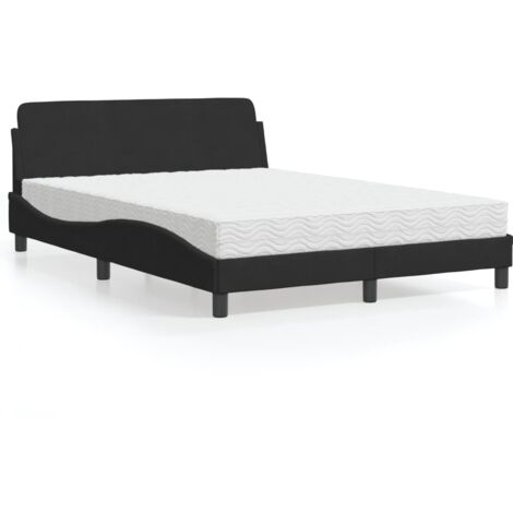 Lit avec matelas-Structure de lit-Lit Adulte noir 140x200 cm velours 495220 (1/5)