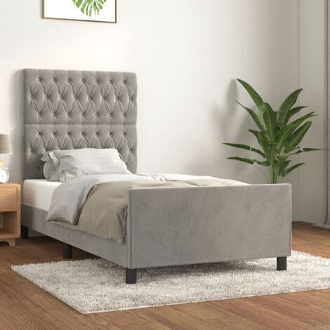 Cadre de lit sans matelas-Structure de lit gris clair 90x190 cm velours 194606 (1/5)