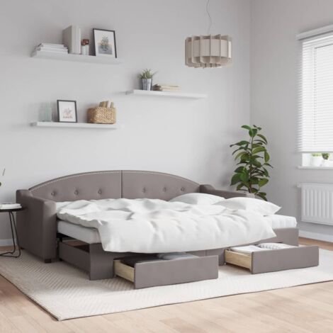 Lit de jour avec gigogne et tiroirs-Canapé-lit avec Rangement sans matelas taupe 80x200cm 232011 (1/5)