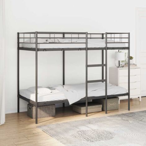 Lit superposé sans matelas-Cadre de lit noir 100x190 cm acier 990804 (1/5)