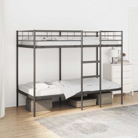 Lit superposé sans matelas-Cadre de lit noir 90x200 cm acier 375568 (1/5)